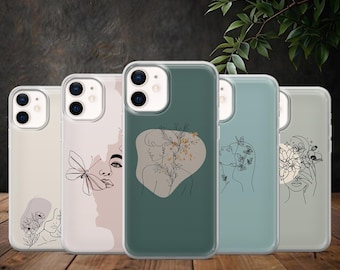 Telefonskal med linjeteckning och minimalism för iPhone 17, 17Pro, 16, 15, 14, 13, 12, Samsung S25, S24Fe, S23, A16, A56, Pixel 10Pro, 9A
