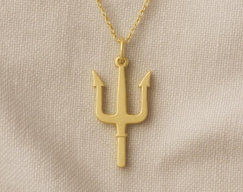 Collar de tridente de plata esterlina / Colgante con símbolo de Poseidón