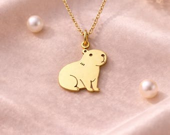 Sterling Silver Capybara Necklace – Minimalist Animal Pendant for Women