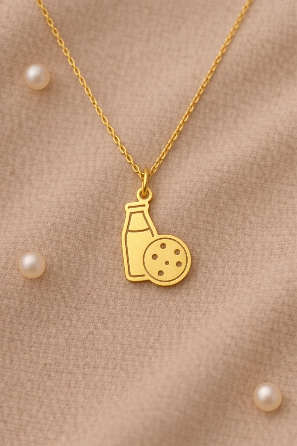 ネックレス スターリングシルバーのミルク＆クッキーネックレス｜フードペンダント