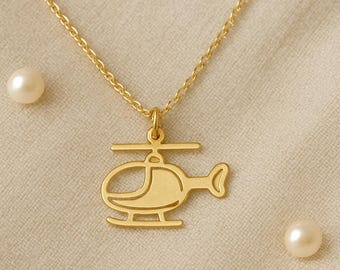 Sterling Silver Helicopter Necklace | Aviation Jewelry Gift