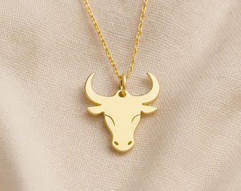 Sterling Silver Taurus Necklace | Bull Head Zodiac Pendant