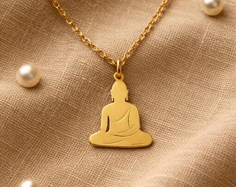 Sterling Silver Buddha Necklace | Zen Meditation Pendant