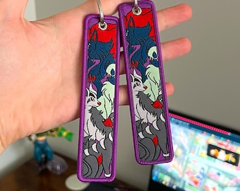 Porte-clés anime brodé jet tag recto-verso