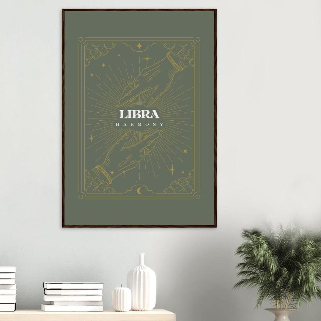 Libra Zodiac Sign Framed Picture | Military Green | Astrology Wall Art ...