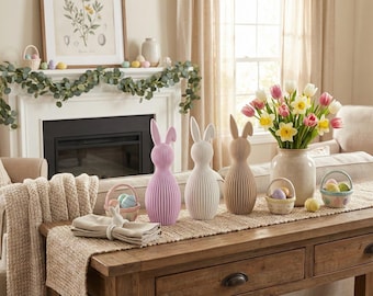 Minimalist Easter Bunny Decor, Spring Holiday Bunny Figurines