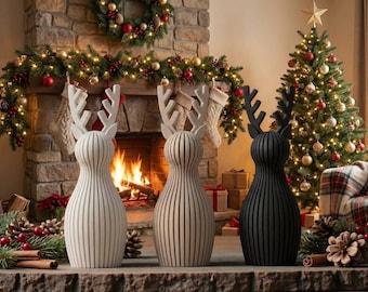 Reindeer Sculpture | Modern Minimalist Christmas Decor | Winter Tabletop Accent | Holiday Home Decor |
