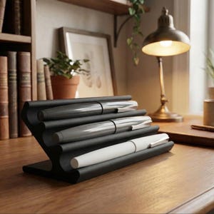 Modern Desk Pen & Pencil Holder | Black Matte Organizer for Office