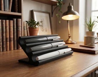 Modern Desk Pen & Pencil Holder | Black Matte Organizer for Office