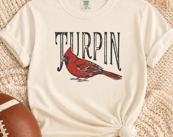Heavyweight Tee, Cardinal Bird Illustration | Garment-Dyed 100% Ring-Spun Cotton, S–4XL