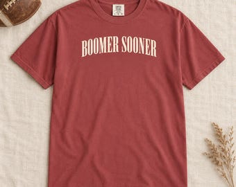 Boomer Sooner T-shirt | Football Fan Tee, Collegiate Script