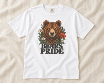T-shirt Bears Pride, motif floral mascotte, couleurs confortables 1717