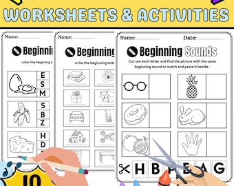 Phonics Beginning Sounds Worksheets | Letter Sound Practice Activities for Preschool & Kindergarten
