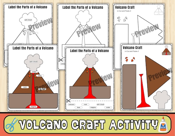 Volcano Craft Template | Label the Parts of a Volcano | Landforms