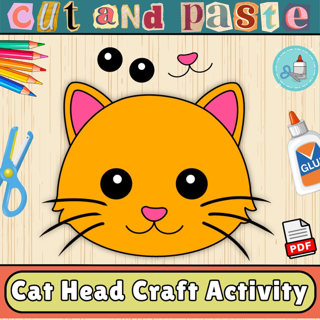 Cat Head Craft Template| Farm Animal Bulletin Board Craft | Cut & Paste ...