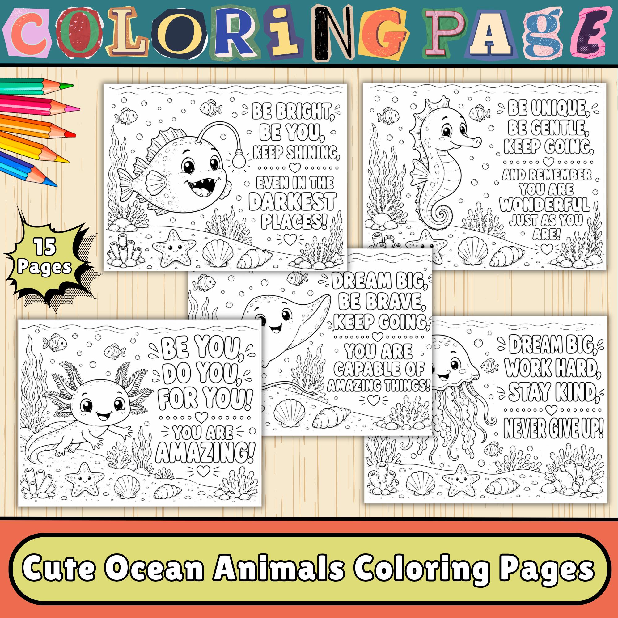 Cute Ocean Animals Printable for Kids | Cute Underwater Sea Life ...