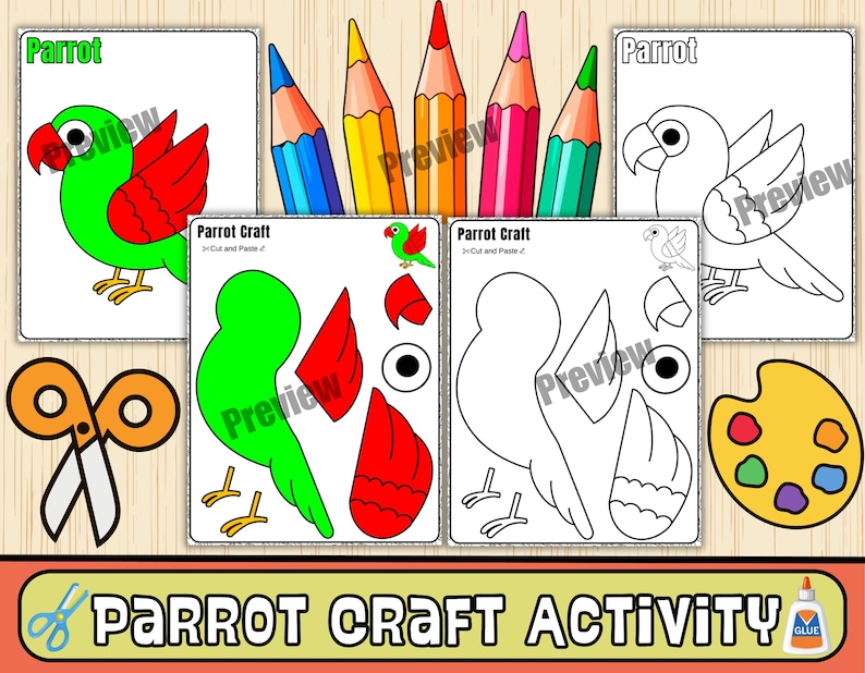 Parrot Craft Template–build a Parrot-zoo Animal Bulletin Board Craft ...
