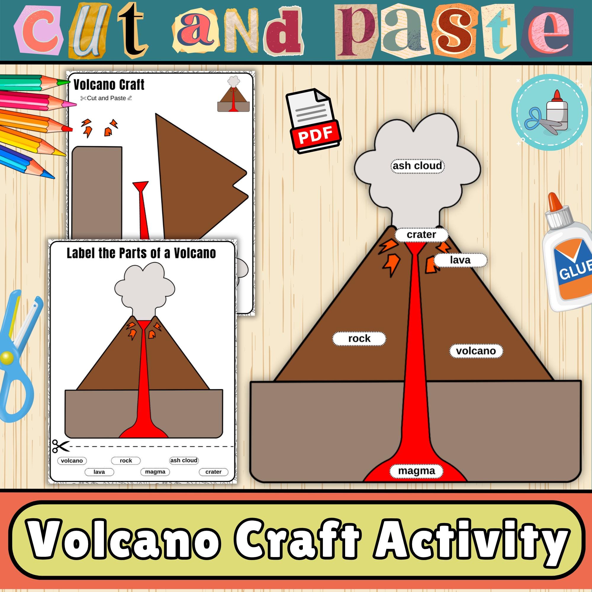 【大特価】Volcano Label 9枚セット Volcano Craft Template | Label the Parts of a Volcano | Landforms