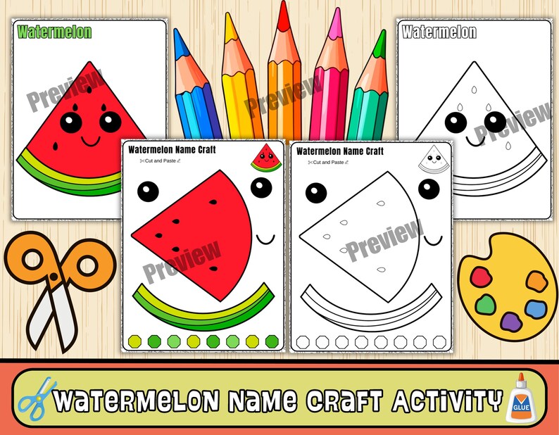 Watermelon Name Craft Template | Summer Craft Bulletin Board | Cut ...