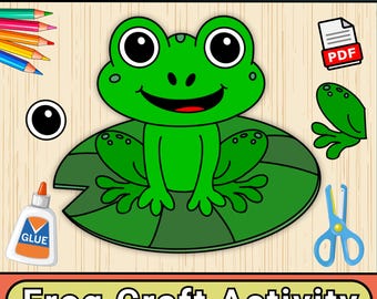 Frosch Bastelvorlage | Frühling Teich Life Craft | Pinnwand | Ausschneiden und Einfügen Übung (PDF)