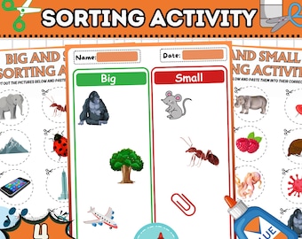 Big and Small Sorting Activity: Cut & Paste Worksheet (PDF)