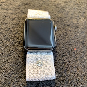 White & Silver Stretchy Apple Watch Band