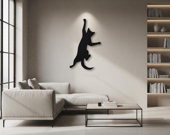 Would you like to take in a cute little kitten?Climbing Cat Metal Wall Art | Modern Feline Silhouette Decor