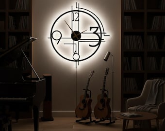 LED  Lighting Remote Controlled Metal Wall Clock, Modern Minimalist Decor