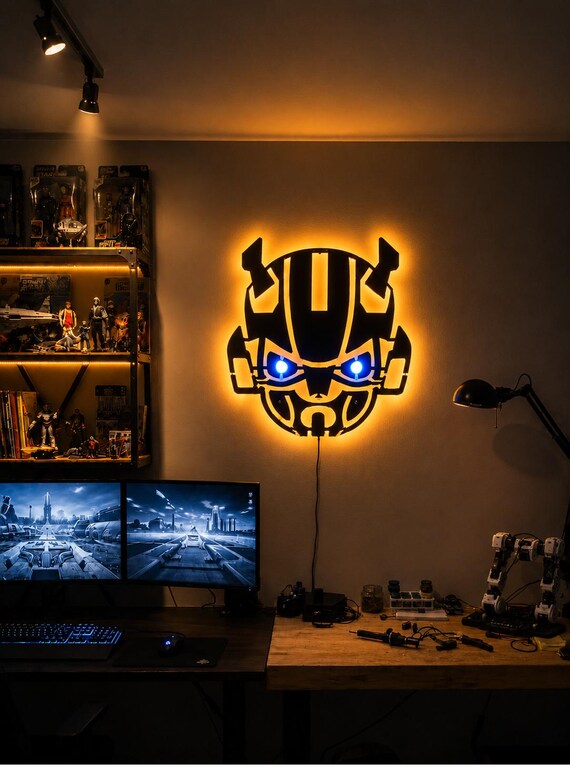 Bumblebee Handmade LED Metal Wall Sign – Transformers Neon Light Decor, Home Decor