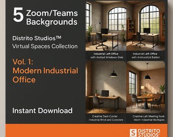 Arrière-plans zoom de bureau industriel moderne | Toiles de fond de réunion virtuelle HD (téléchargement numérique)