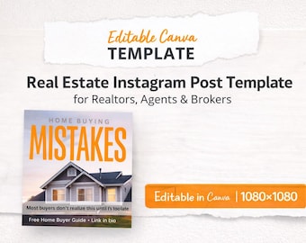 Modèle de publication Instagram immobilier | Modèle Canva modifiable pour les agents immobiliers | Aimant en plomb et lien dans la publication biographique
