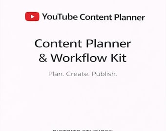 Kit de planification de contenu et de workflow YouTube | Feuilles de planification vidéo, calendrier de contenu, outil de productivité pour les créateurs