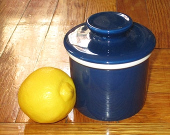 Blue Ceramic Butter Crock