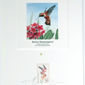 Cartões de prova de selo de beija-flor Don Balke da Fleetwood National Audubon Society
