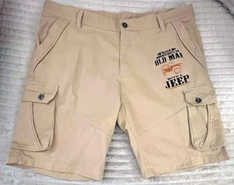 Old Man Jeep Khaki Cargo Shorts Large