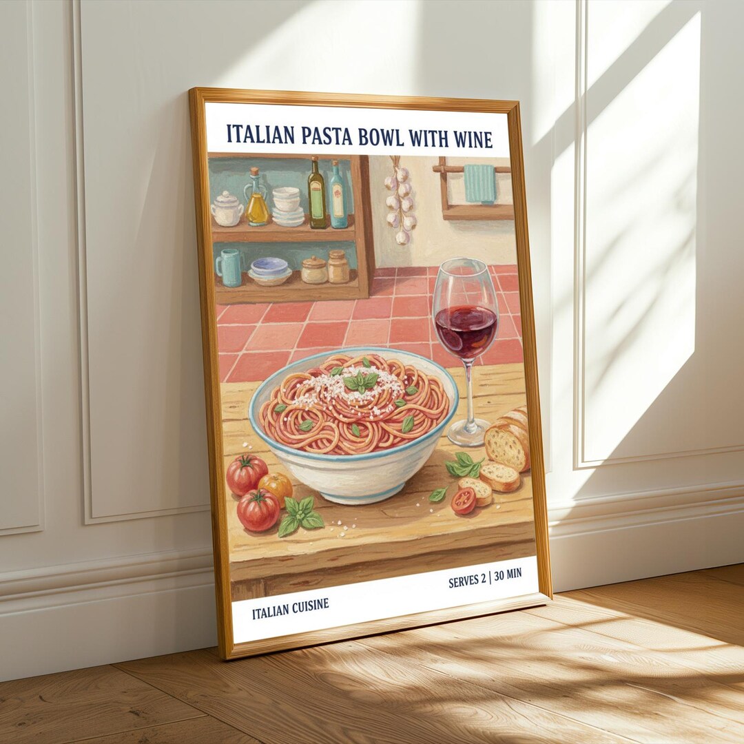 300 mediterranean kitchen posters bundle, retro café... Italian Cuisine Poster – Red and Green Art Print | Vintage Kitchen ...