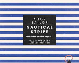 Bold Modern Nautical Sailor Cobalt Blue Summer Poolside Beach Cabana Stripe - Seamless Repeating Pattern for Personal & Small Business Use