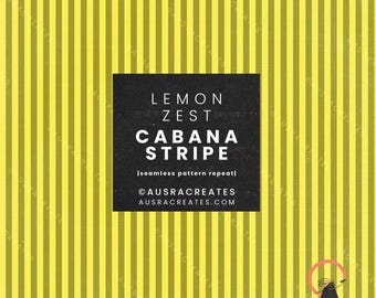 Lemon Zest Candy Bright Yellow and Lime Summer Cabana Stripe  - Seamless Repeating Pattern for Personal & Small Business Use