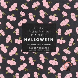 Preppy Pink Playful Halloween Pumpkins on Black Pattern - Seamless Repeat Tile - Digital Pattern Download for Personal & Small Business Use
