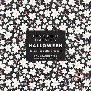 Niedliches rosa Boo Ditsy Gänseblümchen Halloween Herbst Blumenmuster - nahtlose Wiederholung digitaler Download für den persönlichen und kommerziellen Gebrauch für kleine Unternehmen