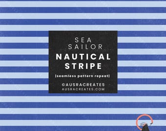 Bold Modern Nautical Sailor Sea Primary Blue Summer Beach Cabana Stripe - Seamless Repeating Pattern for Personal & Small Business Use