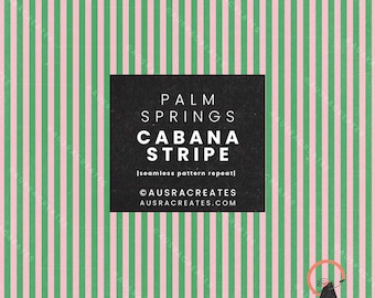 Palm Springs Candy Kelly Green and Pink Cabana Stripe  - Seamless Repeating Pattern for Personal & Small Business Use