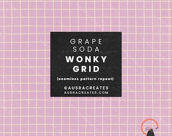 Grape Soda Lilac Yellow Wonky Grid Graph Summer Faux Tile - Seamless Repeating Pattern for girly items - Personal & Small Business Use