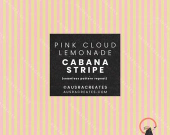 Pink Lemonade Candy Pale Yellow and Pink Summer Cabana Stripe  - Seamless Repeating Pattern for Personal & Small Business Use