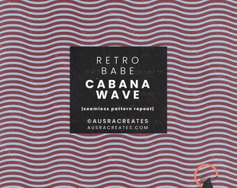 Dopamin Groovy Candy Retro Cabana Wellenstreifen in tiefem Burgunderrot auf Blau - Nahtlos wiederholendes Muster - Persönlicher und geschäftlicher Gebrauch