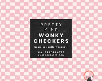 Pretty Pink Baby Wonky Summer Gingham Checkerboard - Seamless Repeating Pattern for girly items - Personal & Small Business Use
