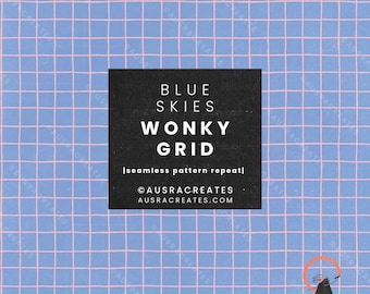 Blue Skies Baby Pink Blue Wonky Grid Graph Summer Faux Tile - Seamless Repeating Pattern for girly items - Personal & Small Business Use