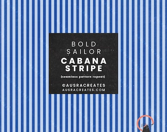 Vintage Nautical Beach Sea Cobalt Blue Summer Poolside Beach Cabana Stripe  - Seamless Repeating Pattern for Personal & Small Business Use