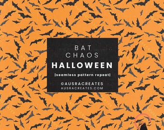 Halloween Scattered Bat Chaos Unisex Jungen Mädchen Orange Herbst Musterkachel - Digital Download für den persönlichen und geschäftlichen Gebrauch