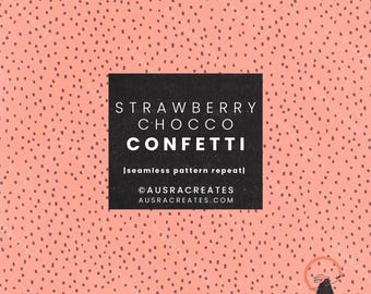 Summer Strawberry Cocoa Confetti in Peachy Pink Brown - Seamless Repeating Pattern for Cute Girly Goodies - Personal & Small Business Use